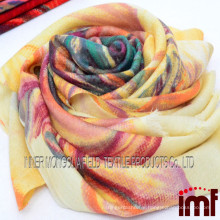 Yellow Fresh Flower Pashmina Shawl Nepal Scarf 2015